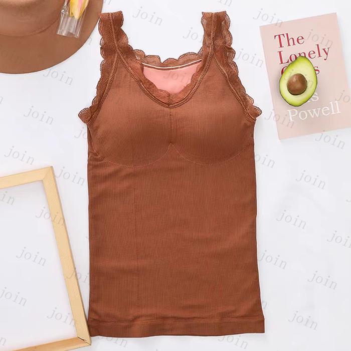 タンクトップ 裏起毛 カップ付き 日本国内当日発送 5color キャミソール 暖かい インナー レディース 保温 防寒 レース Vネック ナイトブラ 下着 #tk27 |  | 04