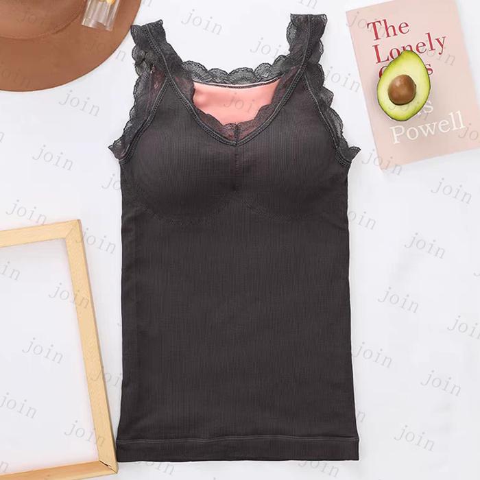タンクトップ 裏起毛 カップ付き 日本国内当日発送 5color キャミソール 暖かい インナー レディース 保温 防寒 レース Vネック ナイトブラ 下着 #tk27 |  | 07