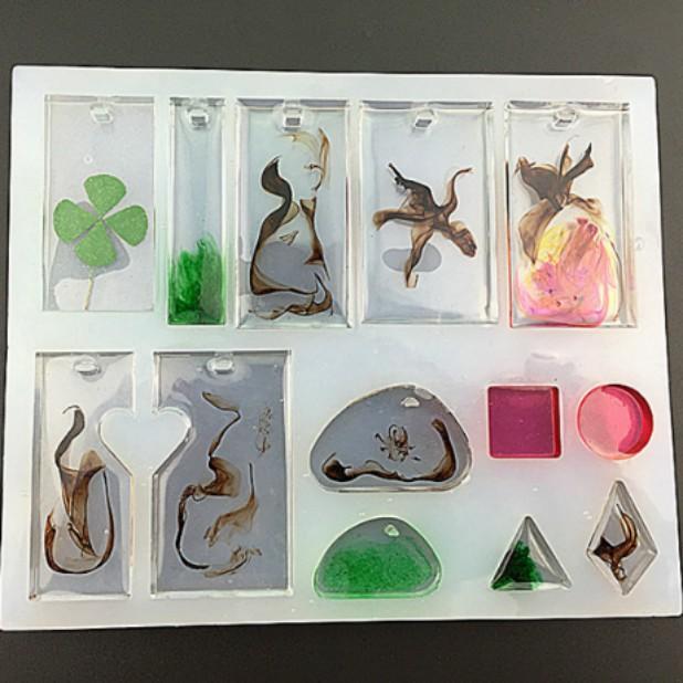 31種類シリコンモールド 穴あり 四角 正方形 uvレジンモールド uvレジン型 三角 丸い ネックレス ソフトモールド 指輪 アクセサリーパーツ セール #UV62 |  | 03