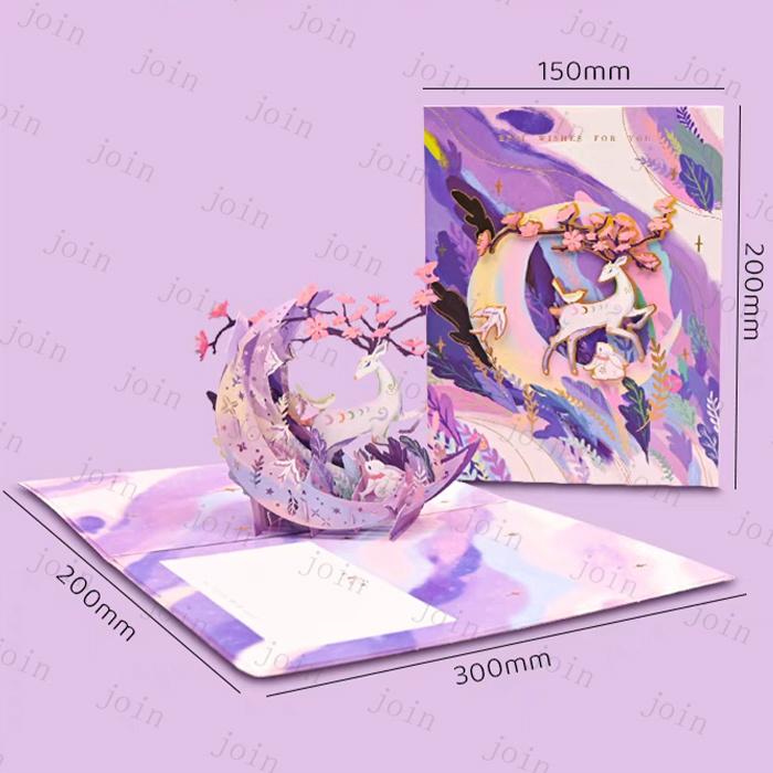 グリーティングカード 立体 (y15#) 日本国内当日発送 封筒付き 3Dポップアップカード 手作り メッセージカード ハンドメイド 記念日 ギフトカード 月と星 お祝い |  | 16