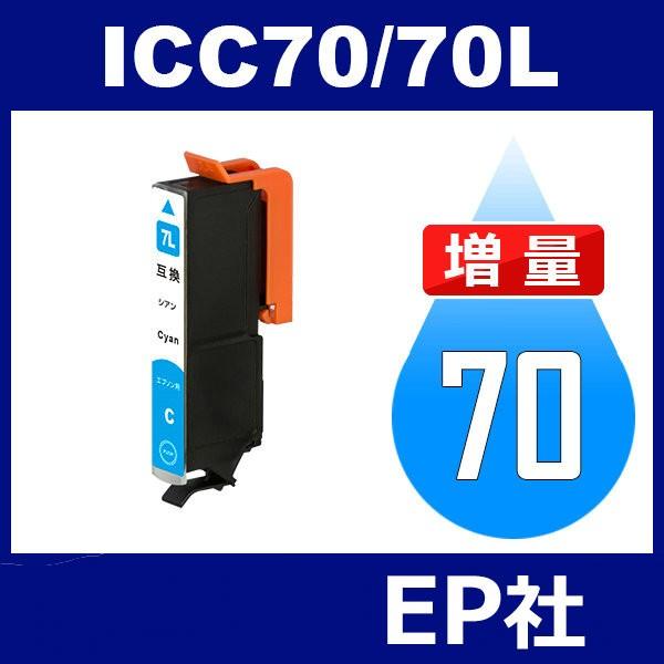 IC70L ICC70L シアン 増量 互換インクカートリッジ EP社 IC70-C EP社インクカートリッジ