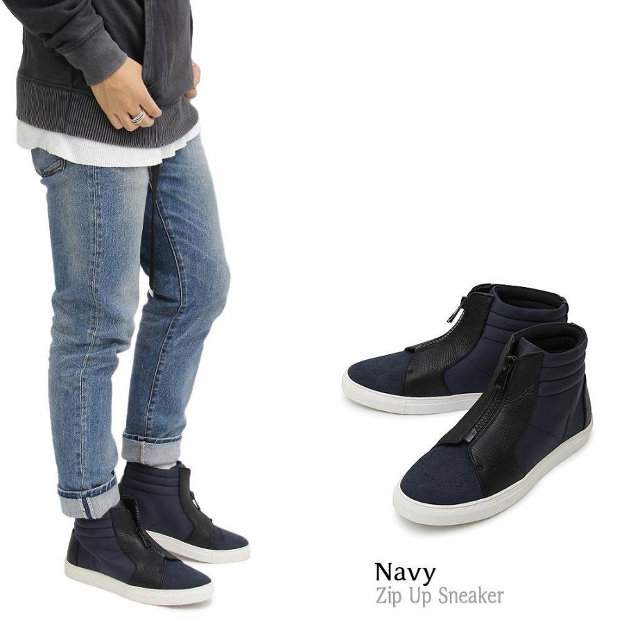 ジップアップ ハイカットスニーカー メンズ カジュアル フロント