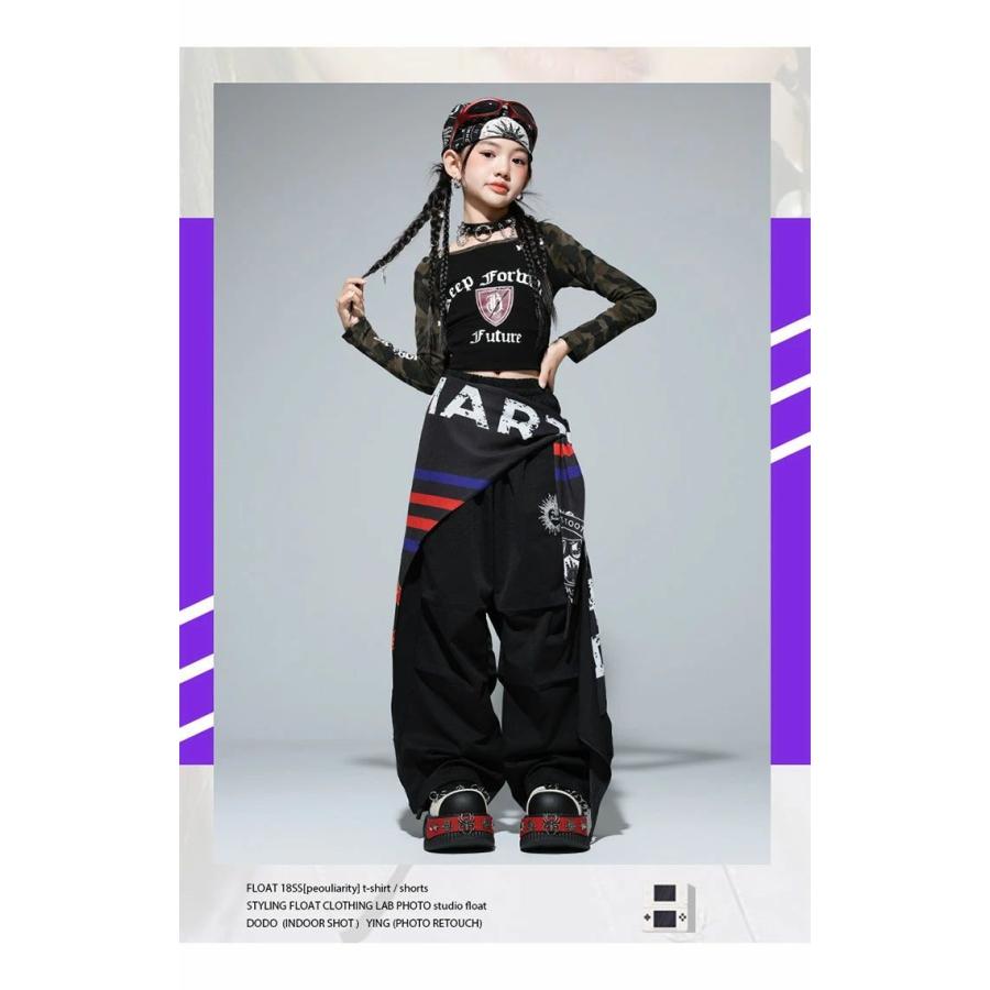 迷彩 キッズダンス 衣装 黒 茶色 カーキグリーン ダンス衣装 キッズ