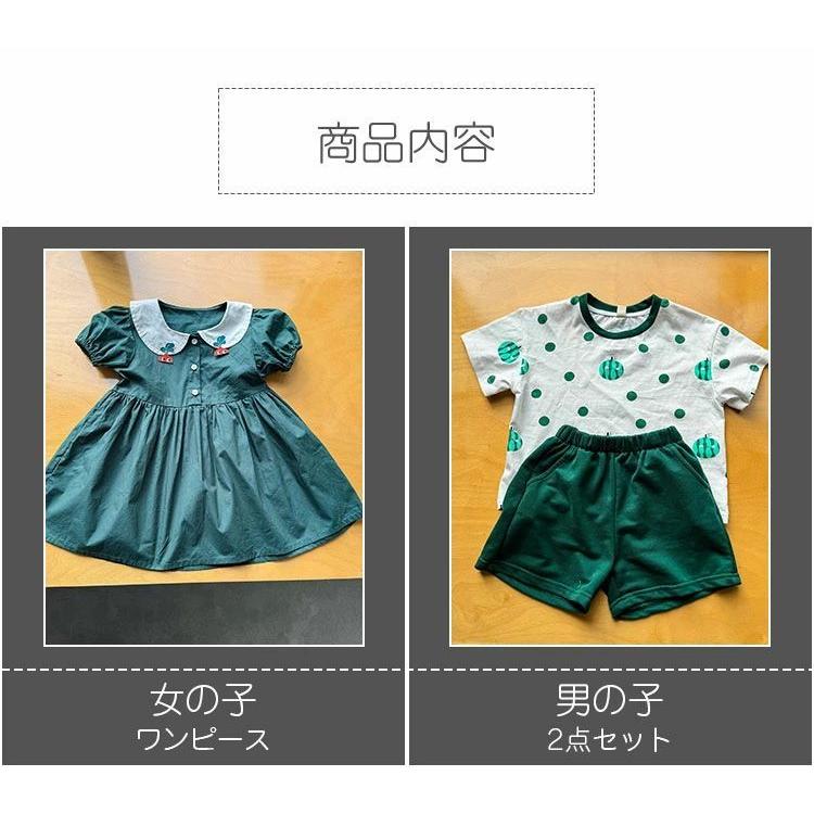 ワンピース ミントグリーン 緑 キッズ セットアップ ドット 水玉
