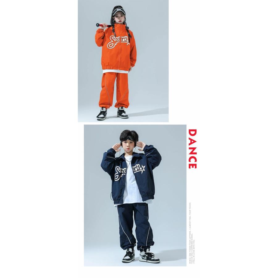 キッズダンス スポーツ服 ネイビー 赤 オレンジ 紺色 ダンス衣装