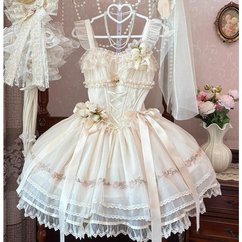 ゴスロリ ロリータドレス フリル レース リボン ⚠ジャンパースカートのみ⚠ ロリータ ドレス ミニ丈 ショート丈 ゴスロリ＆ロリータ服 ジャンパー