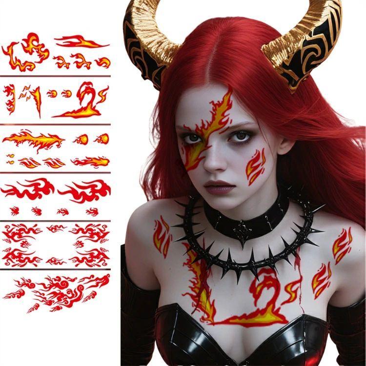 ハロウィン 炎 焔 タトゥーシール ボディシール 顔 フェイスシール
