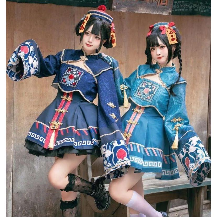 ワンピース 中華風　コスプレfree size ロリータ 可愛い ロリータ ワンピース 中華風ハロウィンコスプレワンピース キョンシー
