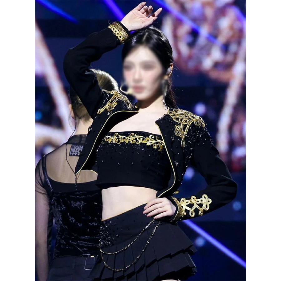 ダンス衣装 レディース k-pop アイドル 黒 ジャケット 韓国風