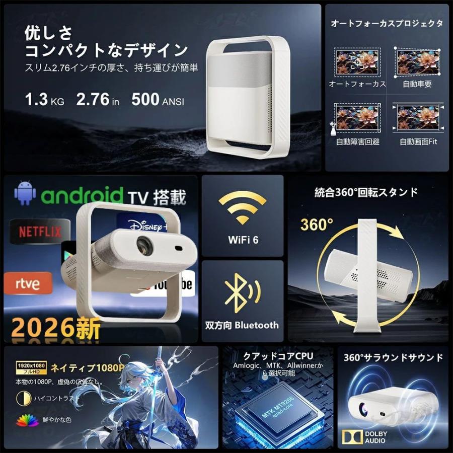 オートフォーカス☆昼間でもはっきり☆2年保証／プロジェクター 家庭用