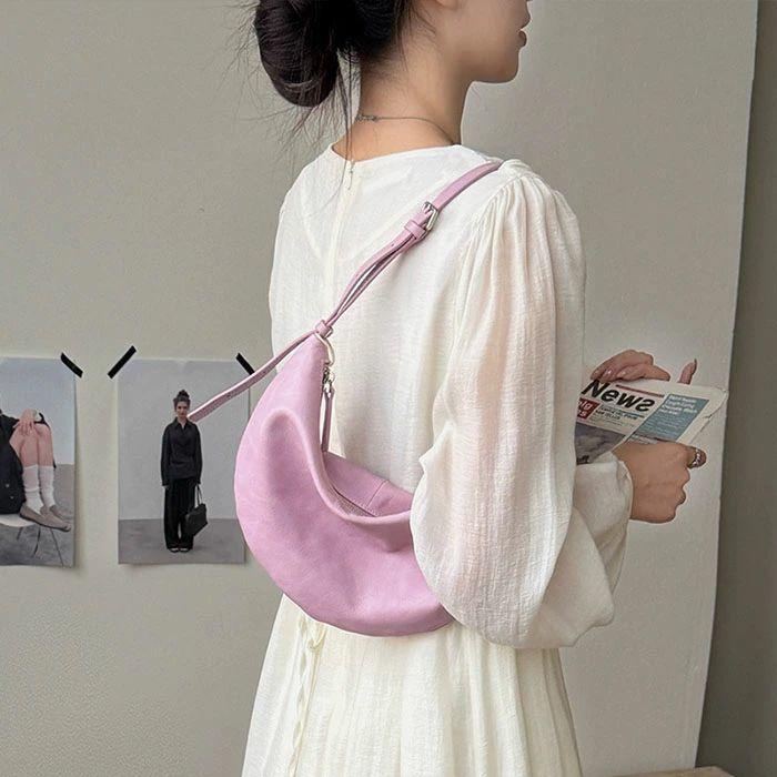 美品】ヒロフ ソーロ 2way ショルダーバッグ レザー 三日月 ハーフ