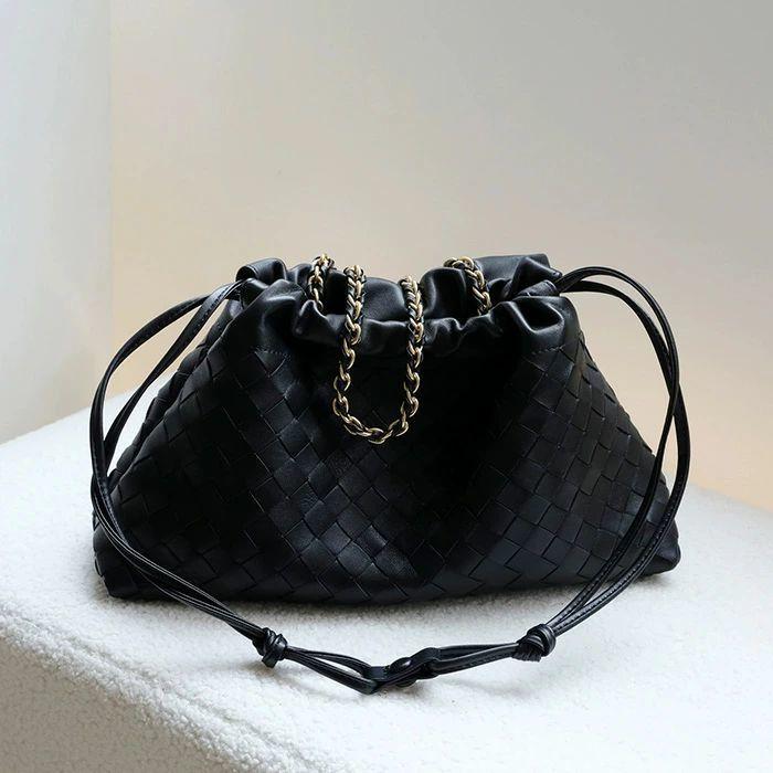 本革 バッグ 巾着バッグ ショルダー 編み込み バッグ 2way ショルダーバッグ レディース 斜めがけ ハンドバッグ 羊革 手提げバッグ レザー 肩掛け 大人 軽量 大_4