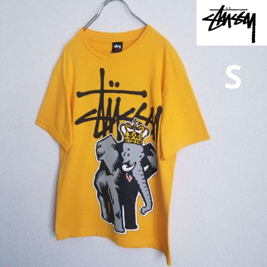 STUSSY OLD stussy ステューシー 王冠像 Tシャツ イエロー S STUSSY OLD stussy ステューシー 王冠像 Tシャツ イエロー S