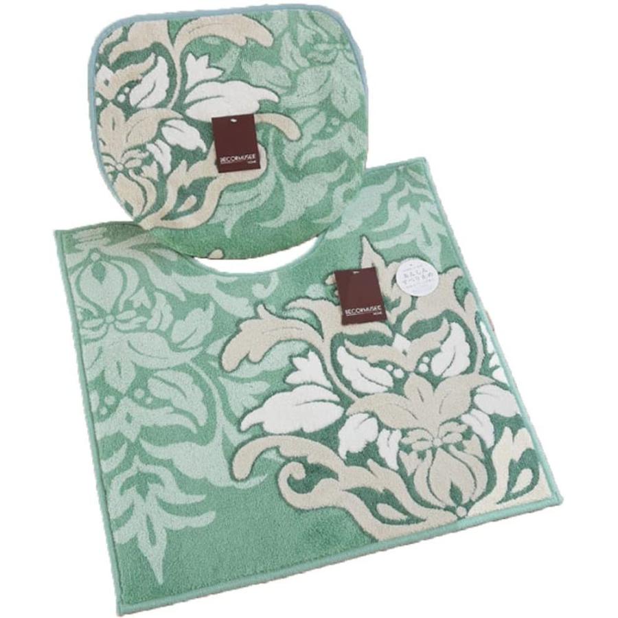 サミーラ ダマスク グリーン 特別2点 トイレマット ショートマルチフタカバー セット おしゃれ ダマスク トイレ用マット カバーセット 可愛い 特別2点 Jokers Japan アラベスク