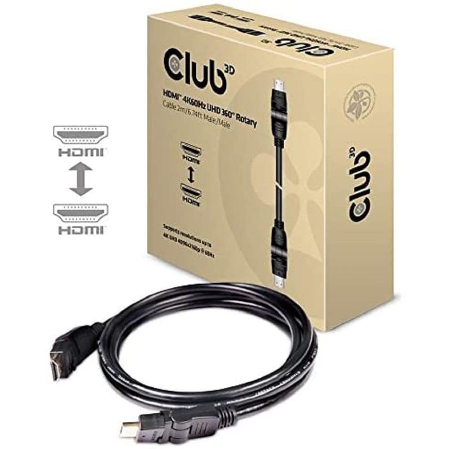 使い勝手の良い】 UHD 60Hz 4K 2.0 HDMI Club3D Male/Male (CAC-136 2m Cable Rotary ケーブル  回転 360° その他AVケーブル - www.we-job.com