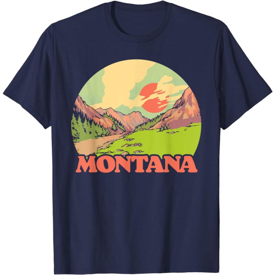 最安挑戦！ Vintage Montana Mountains  Nature State Outdoors Scene Tシャツ  シャツ、ポロシャツ - clinicaindicare.com.br