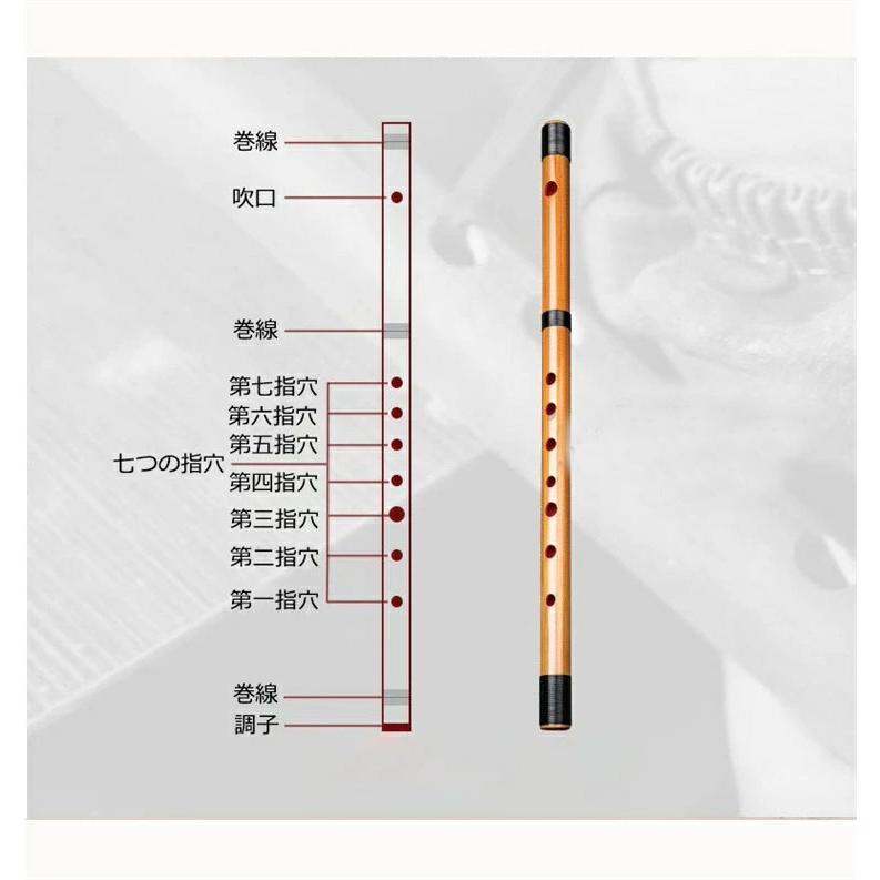 篠笛横笛竹笛 天然竹 お祭 漆面 竹製 和楽器 手巻き糸 六本調子 七本