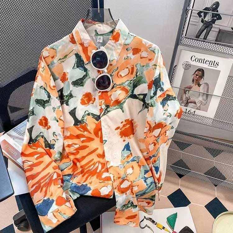 男女兼用 長袖シャツ 花柄 メンズ アロハシャツ 南国風 レディース カジュアルシャツ リゾートウェア ユニセックス 総柄 アロハシャツ ブラウス 前 |  | 01