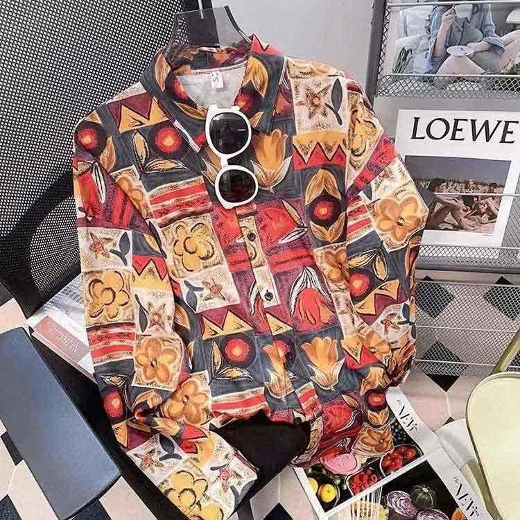 男女兼用 長袖シャツ 花柄 メンズ アロハシャツ 南国風 レディース カジュアルシャツ リゾートウェア ユニセックス 総柄 アロハシャツ ブラウス 前 |  | 02