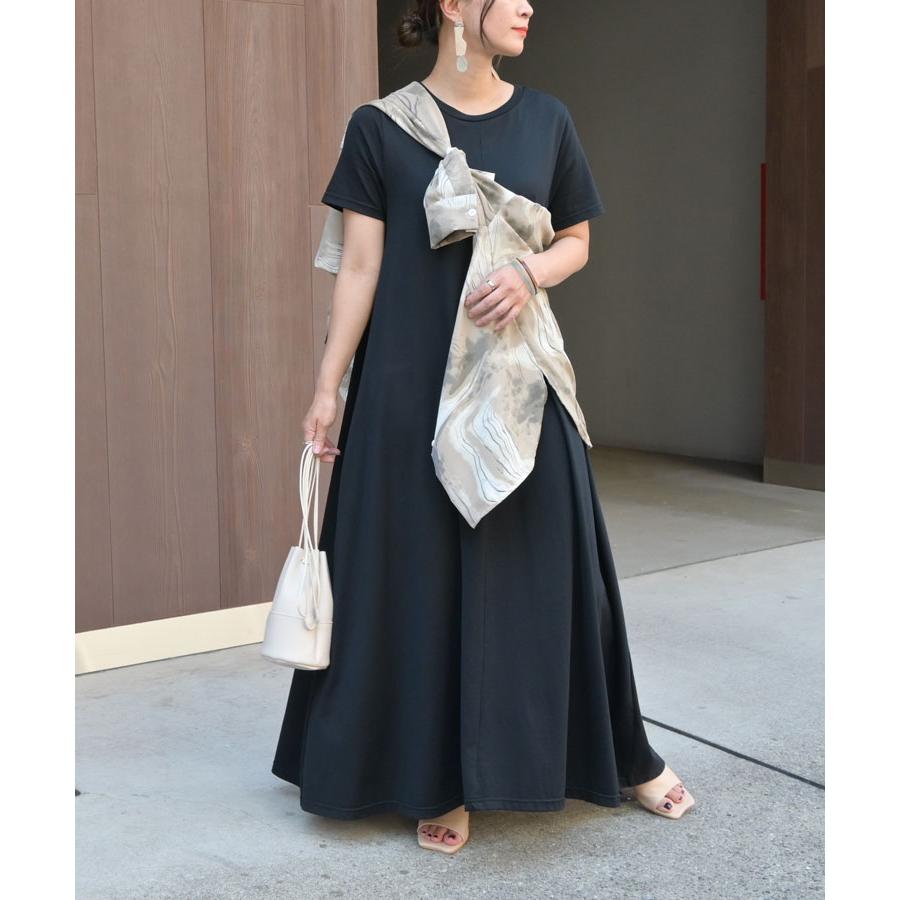 超長綿フレアロングワンピース マキシ丈 Aライン ワンピース 半袖ワンピース 無地 Tシャツワンピース プチプラ ロングワンピース 着丈130cm Jolielle Yahoo ショッピング店 通販 Yahoo ショッピング