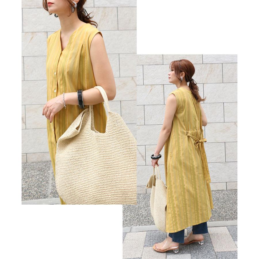 インド綿ノースリーブストライプワンピース ベルト付 前開き ワンピース 羽織 ノースリーブ ウエストベルト ストライプ 花 春夏 Aql Jolielle Yahoo ショッピング店 通販 Yahoo ショッピング