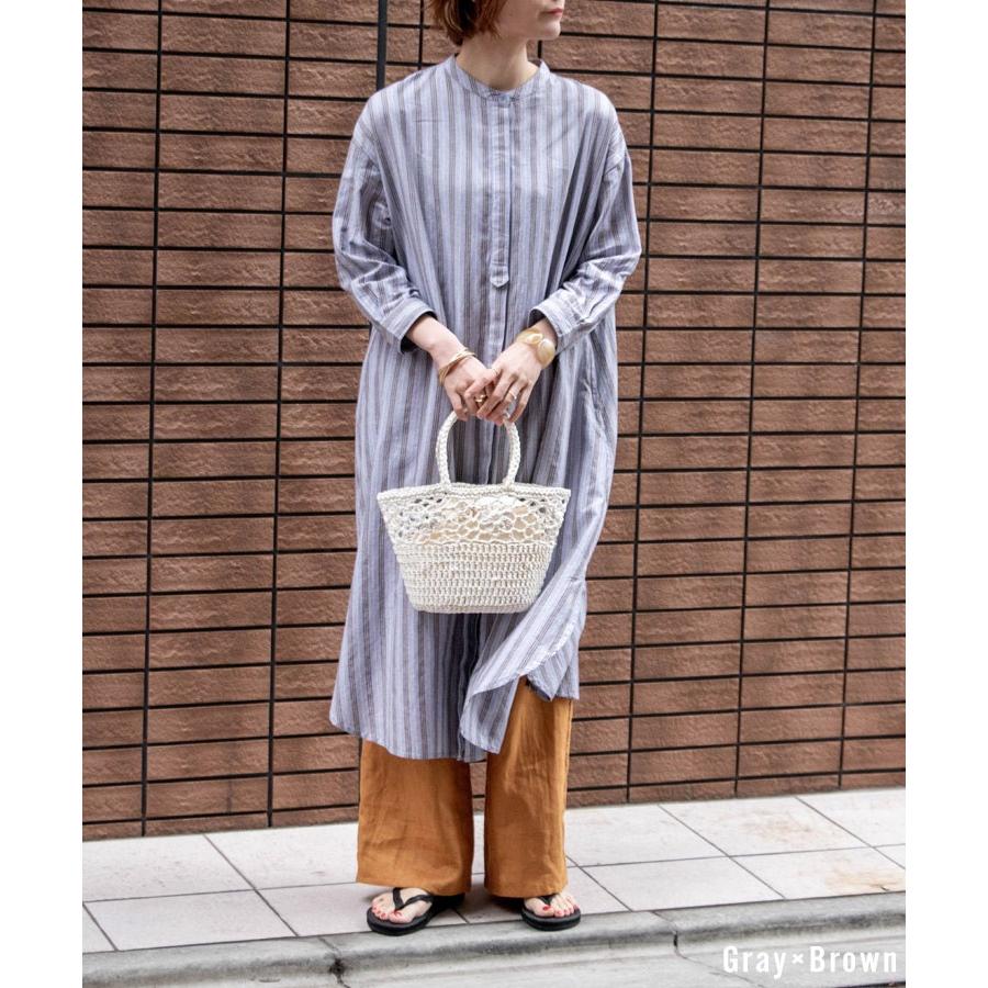 スタンドカラーストライプシャツワンピース インド綿 ロングシャツ シャツワンピース ストライプ ワンピース 羽織 春 デザイン 白シャツ M1876l Jolielle Yahoo ショッピング店 通販 Yahoo ショッピング