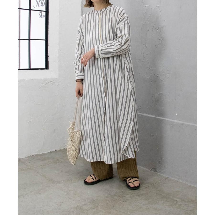 スタンドカラーストライプシャツワンピース インド綿 ロングシャツ シャツワンピース ストライプ ワンピース 羽織 春 デザイン 白シャツ M1876l Jolielle Yahoo ショッピング店 通販 Yahoo ショッピング