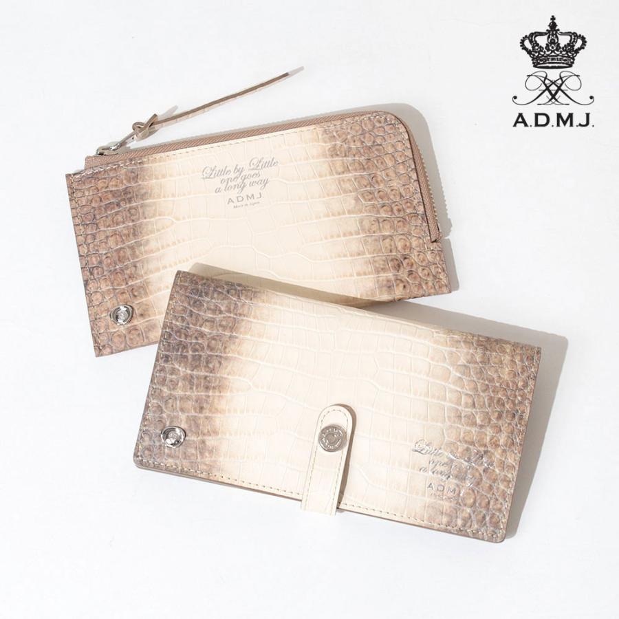 A.D.M.J ADMJ 長財布 フラトウォレット クロコダイル型押し A.D.M.J ADMJ 長財布 フラトウォレット クロコダイル型押し