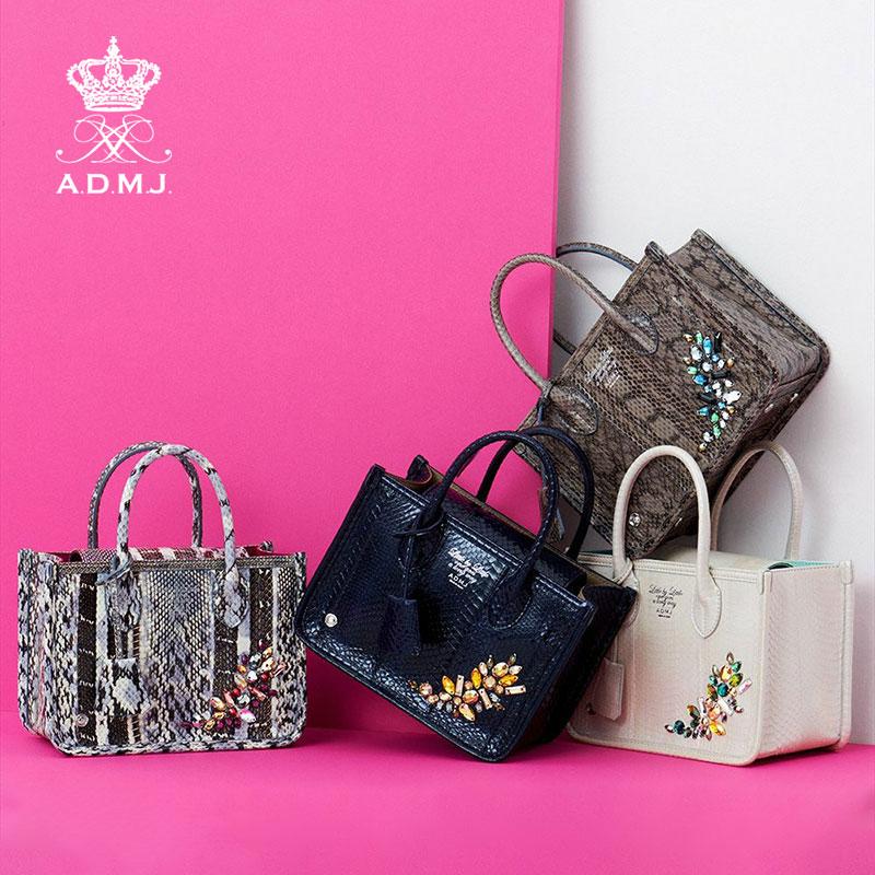 A.D.M.J ADMJ バッグ ミニトート ハンドバッグ スネークレザー A.D.M.J ADMJ バッグ ミニトート ハンドバッグ スネークレザー