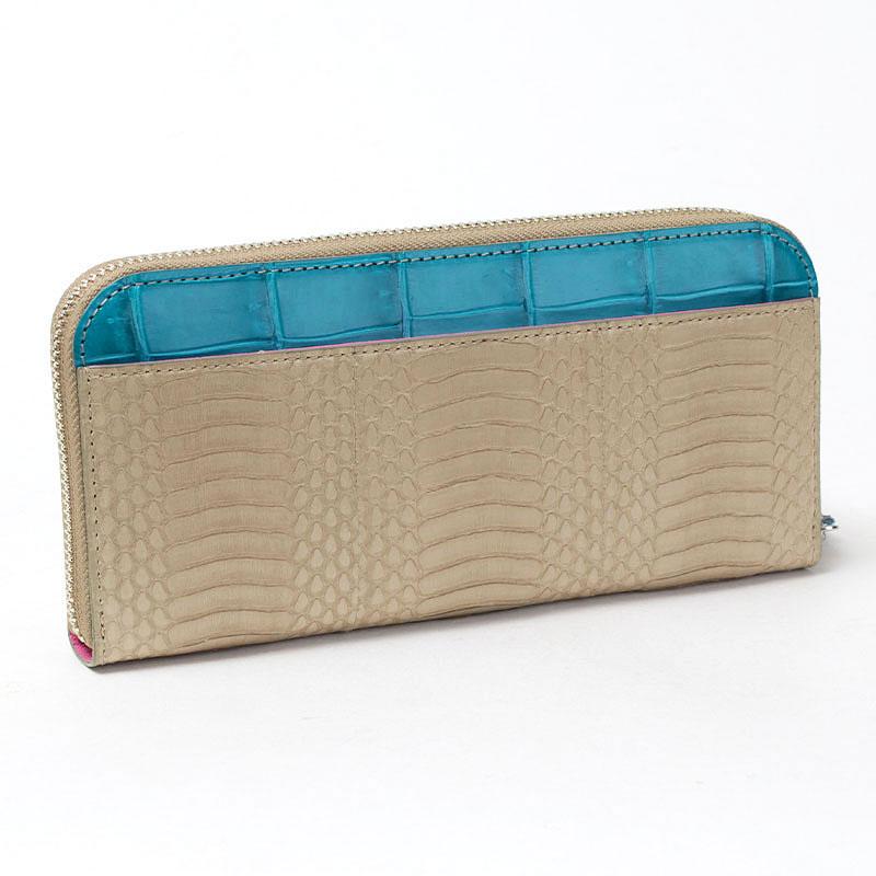 A1129 ADMJ ラウンドウォレット 蛇革 マルチマテリアル A1129 ADMJ ラウンドウォレット 蛇革 マルチマテリアル