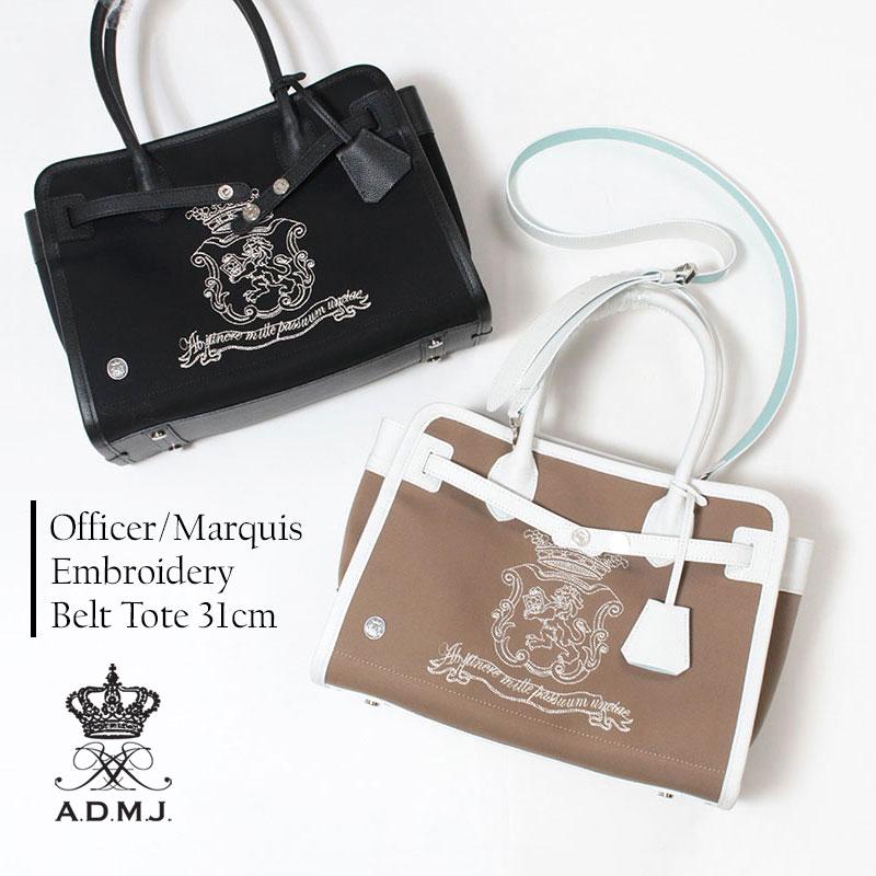 ADMJ オフィサー/マーキス刺しゅうヘリ巻きベルトトート31cm 25SA01041 エーディエムジェイ 日本製 正規品の画像