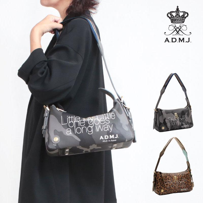 ADMJ ワンショルダーバッグ 新品 A.D.M.J. ワンショルダーバッグ レザー グレー ポーチ付き