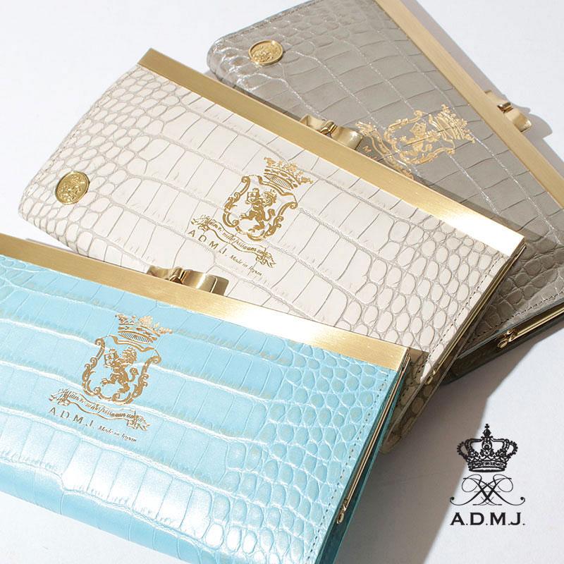 A.D.M.J 長財布 ADMJ クロコ型押し ガマグチウォレット