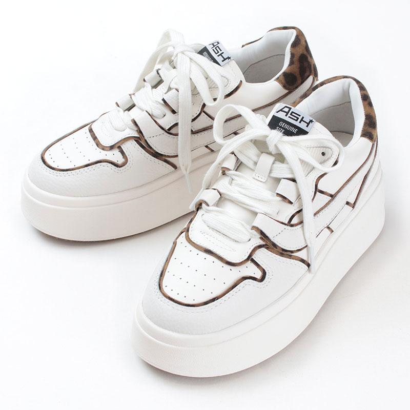 【新品】ASH 刺繍デザイン ホワイト厚底スニーカー ASH スニーカー レデイース MATCH BIS 厚底 ローカット 本革