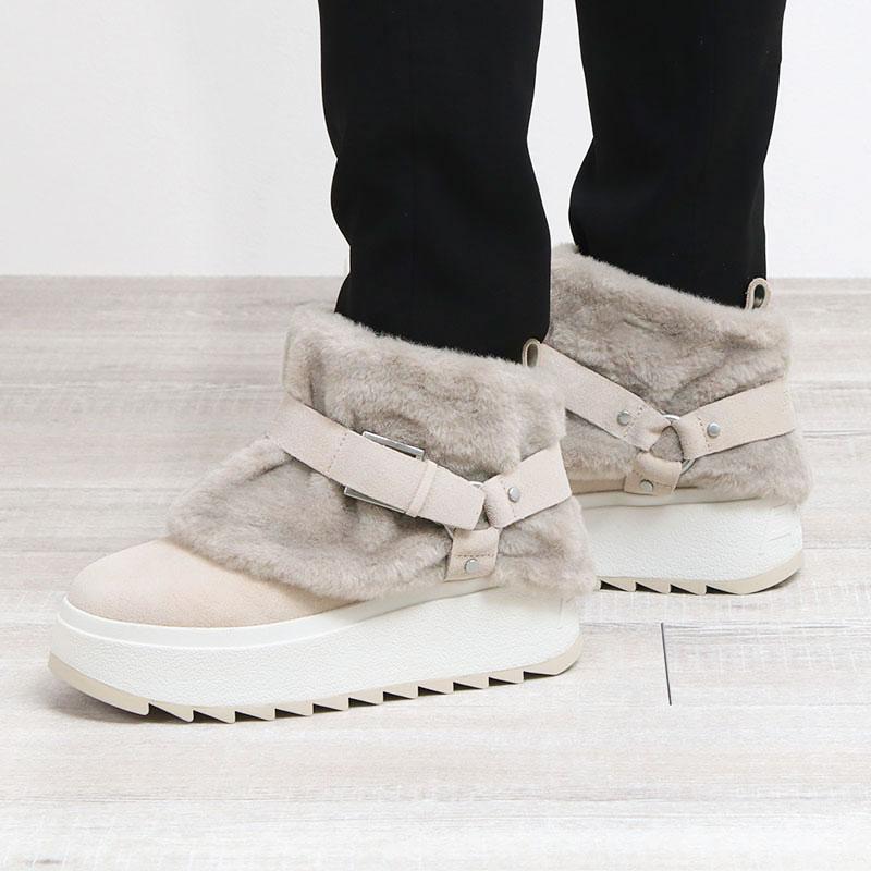 ASH アッシュ ショートブーツ スエード　ベージュ　ボア ASH（アッシュ） ショートブーツ 厚底 ファースニーカーブーツ