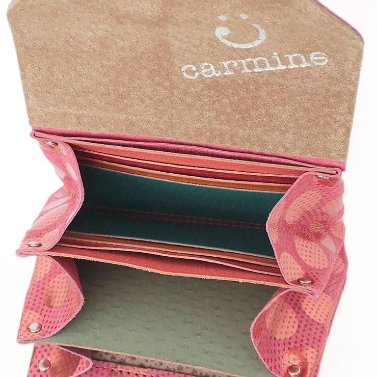 carmine コンパクト財布 ピンク シルバー ドット carmine コンパクト財布 ピンク シルバー ドット