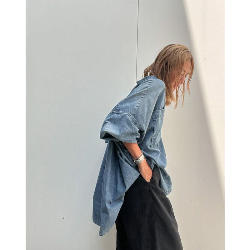 パラグラフFlame Denim Shirt/フレイム デニムシャツ パラグラフFlame Denim Shirt/フレイム デニムシャツ Man ライト