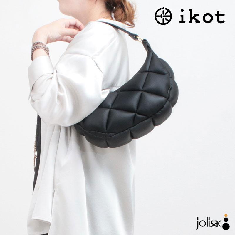 ikot IKOT ハーフムーン 2WAY レザーキルティング ブラック