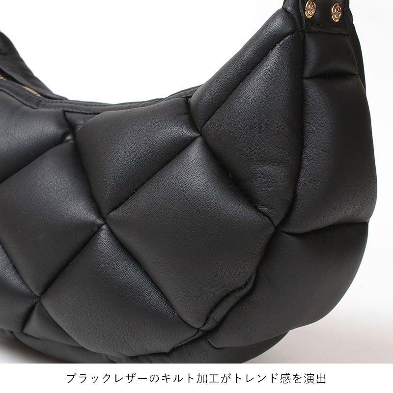 ikot IKOT ハーフムーン 2WAY レザーキルティング ブラック