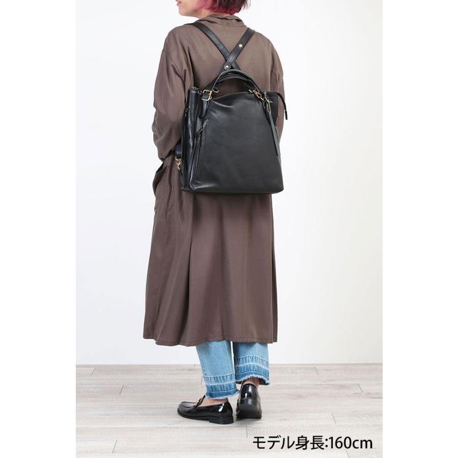 LESS レザー 3way トートリュック ブラック ショルダーバッグ Less／レスデザイン〕-Less タンニンをたっぷり浸透させた厚口の