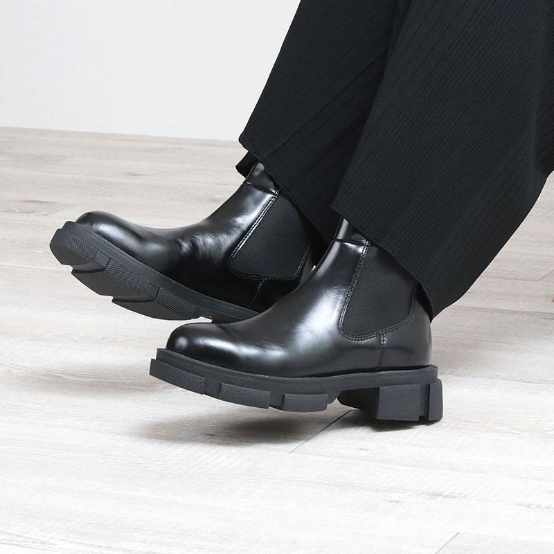 【極美品】 MANA サイドゴアブーツ 37 ブラック 厚底 レザー 約23.5 MANA サイドゴアブーツ 518029 厚底サイドゴアブーツ BLACK 丈