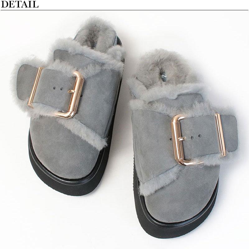 MANA（マナ） サボ ビッグベルト ムートンファーサンダル 545028