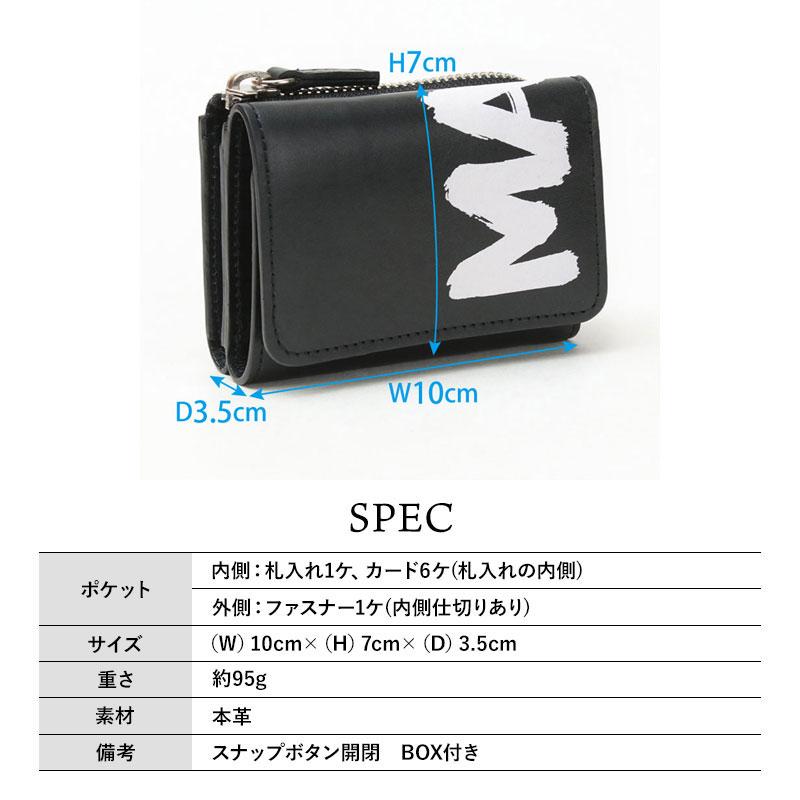 目のデザイン 三つ折り財布 黒 MANA 財布 3つ折り財布 マナ 550303 コンパクト ロゴデザイン