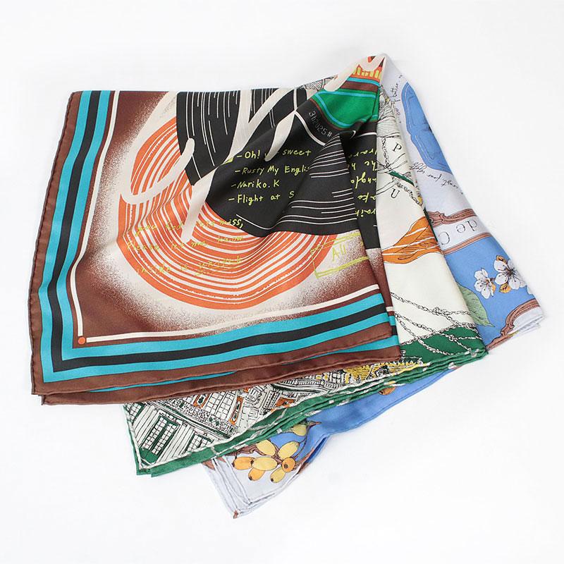 新品未使用　manipuri シルク　65x65 マニプリ　スカーフ manipuri スカーフ シルク マニプリ 65x65 オリジナルプリント