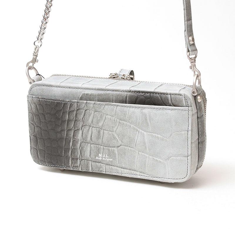 財布 ショルダー付き MUL 即納 BOX WALLETショルダー クロコダイル型