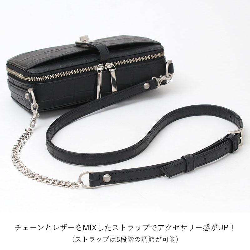 M.U.L. BOX WALLETショルダー クロコダイル型押しBLACK MUL-112