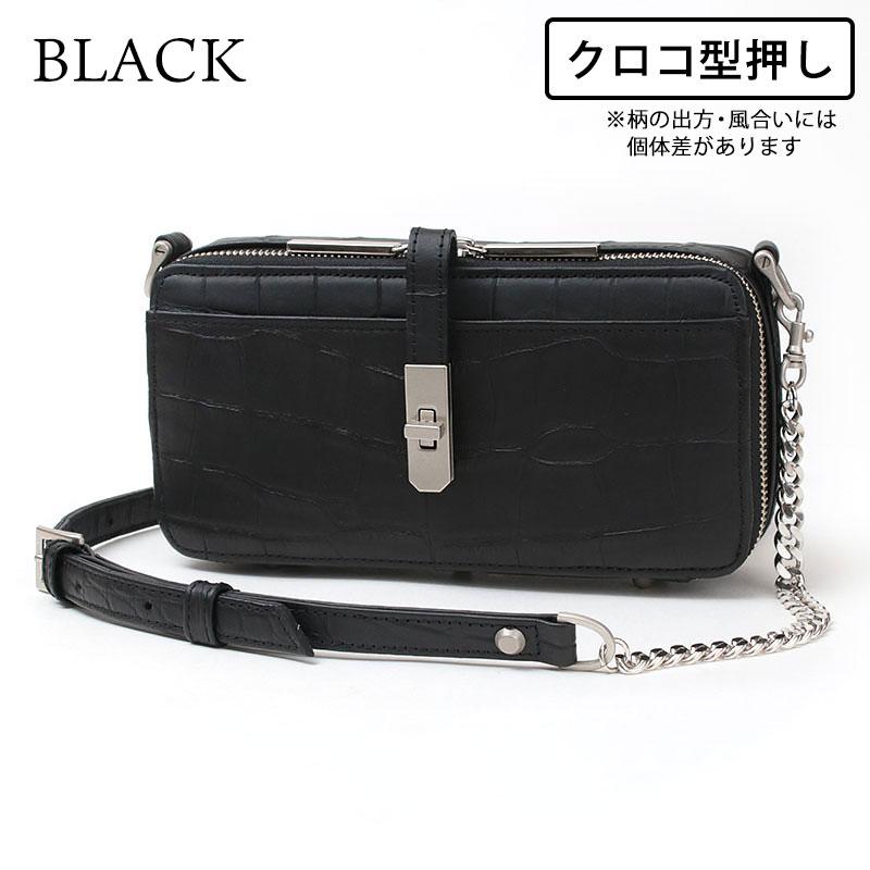 KAZEM.U.L. エムユーエルM U Lクロコダイル型押しショルダー 財布 ショルダー付き MUL 即納 BOX WALLETショルダー クロコダイル型