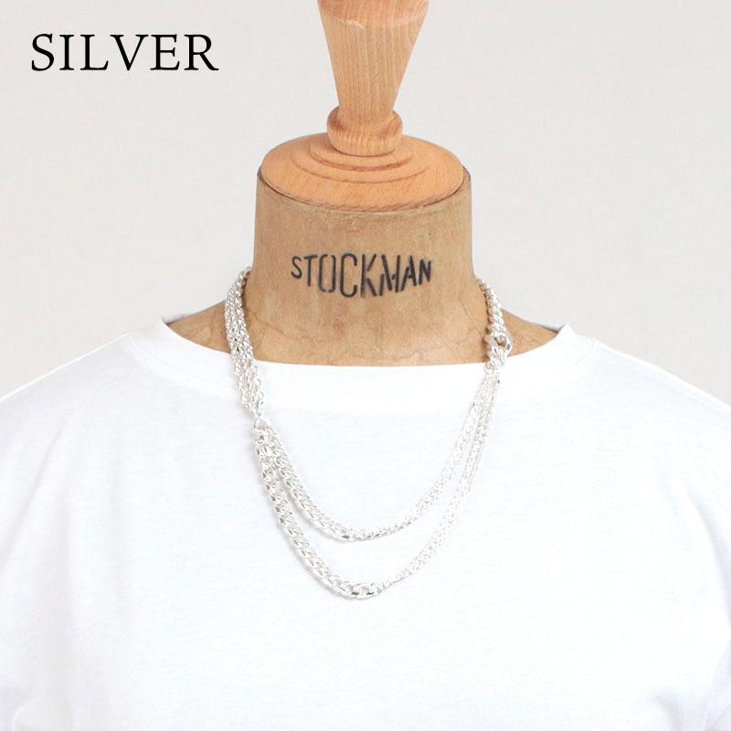 M.U.L シルバーネックレス ネックレス M.U.L. エムユーエル MIXチェーンマンテルネックレス 45cm