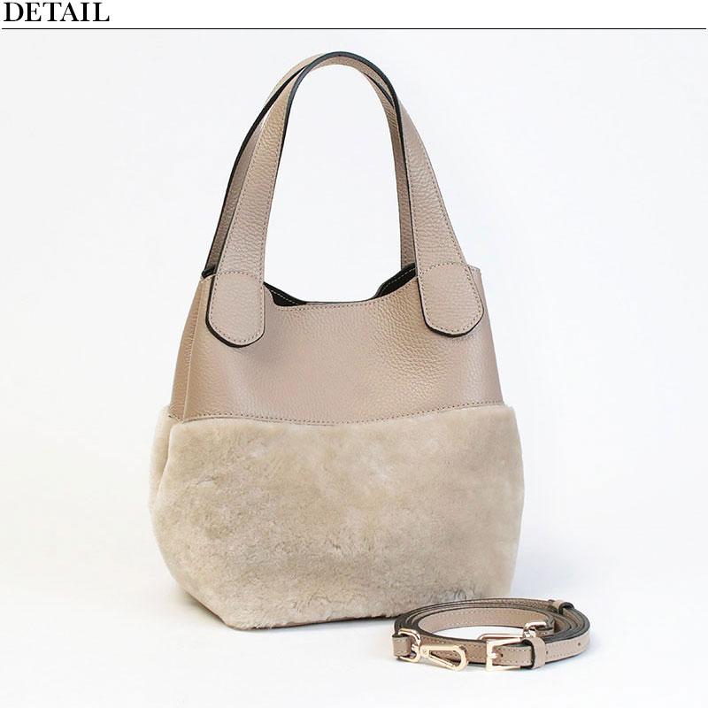 RIPANI ストロー レザー 2wayバッグ RIPANI リパーニ バッグ ANNA 2WAY ムートンコンビ ストラップ