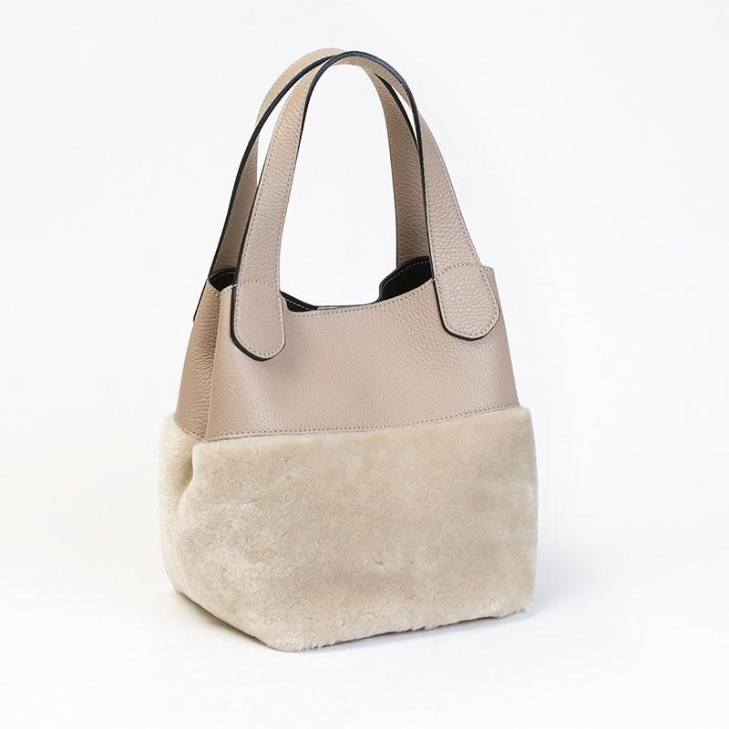 RIPANI ストロー レザー 2wayバッグ RIPANI リパーニ バッグ ANNA 2WAY ムートンコンビ ストラップ